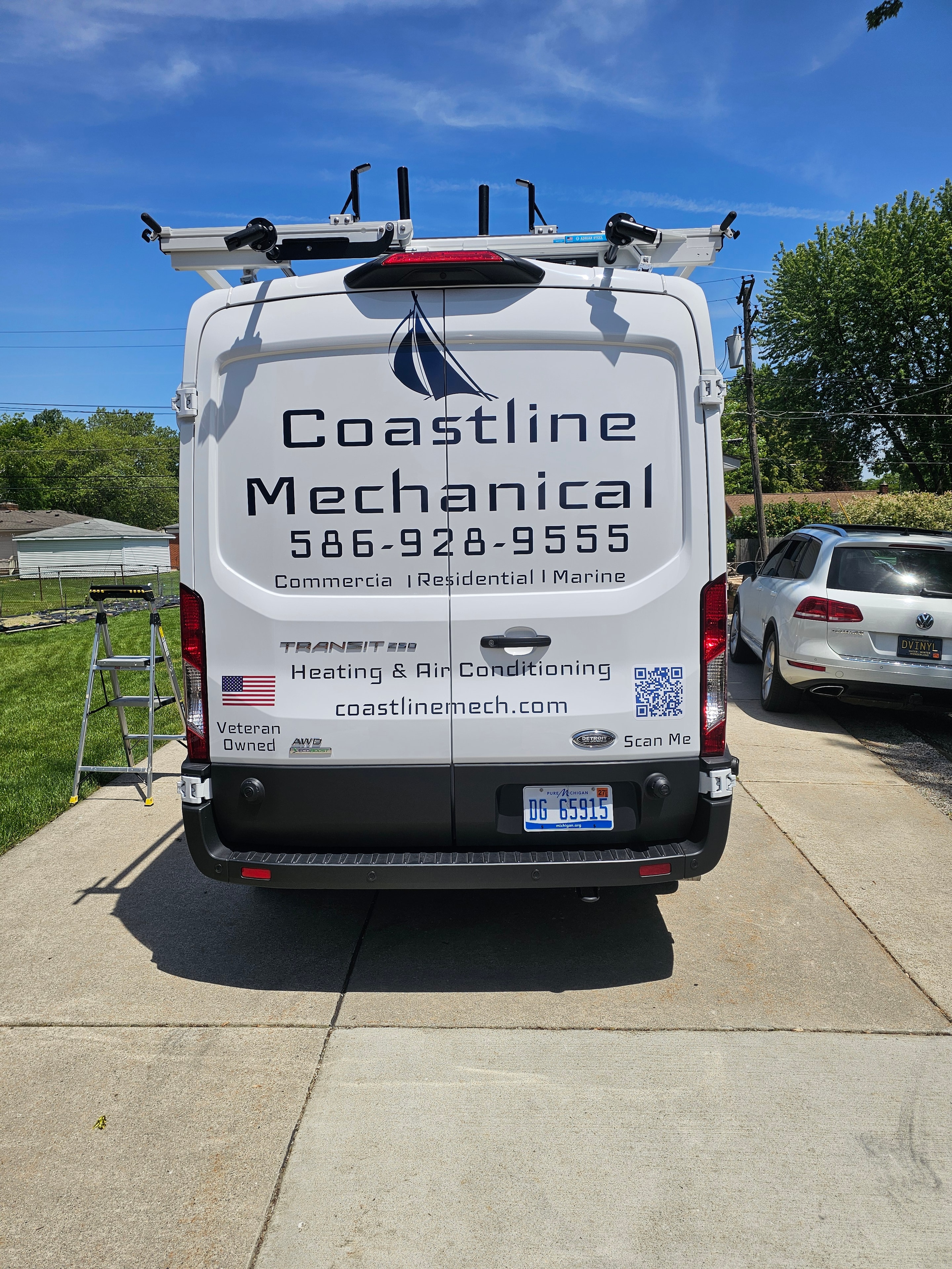 Coastline Mechanical service van rear graphics