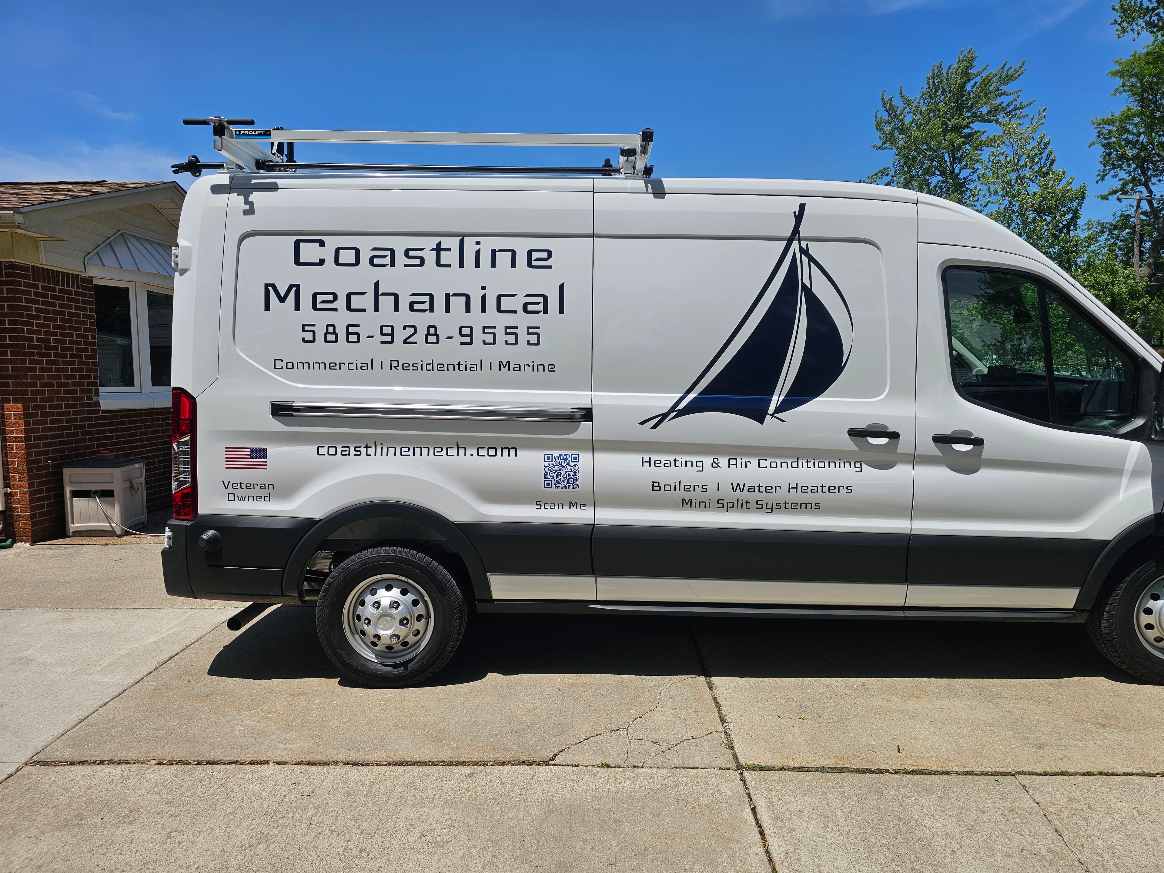 Coastline Mechanical service van side graphics