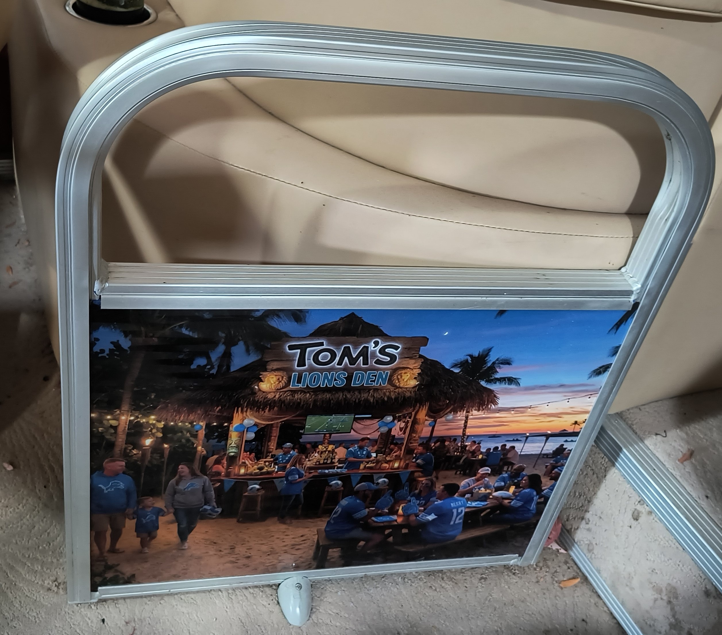 Tom's Lions Den custom printed pontoon panel